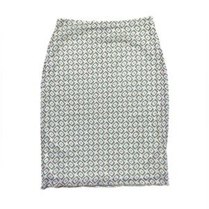 Vintage Ams Geometric Print Pencil Skirt in Light Blue & Green